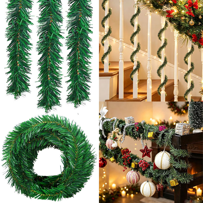 Tinsel Garland Decoration - Guirlande de Noël en pin vert,